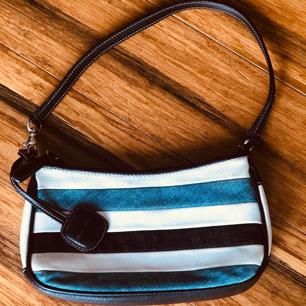 9 WEST purse - blue denim/white leather